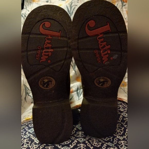 Justin boots, size 10B, brown and turquoise - Picture 2 of 7